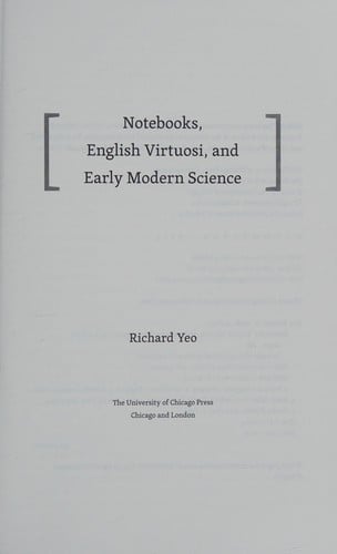 Notebooks English Virtuosi And Early Modern Science