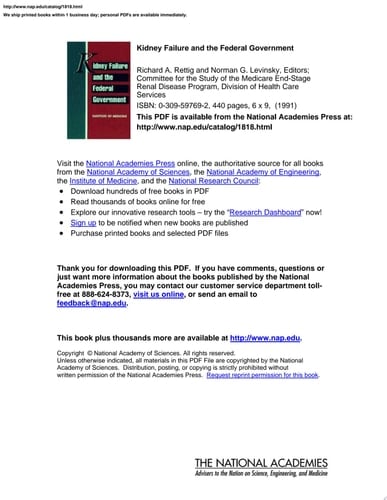 Kidney Failure and the Federal Government
