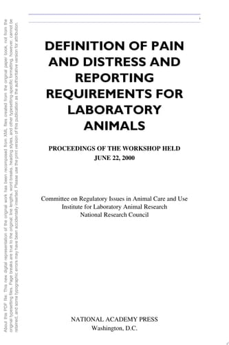 Definition of Pain and Distress and Reporting Requirements for Laboratory Animals Proceedings of the Workshop Held June 22, 2000