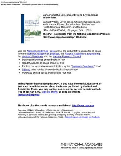 Cancer and the Environment Gene-Environment Interaction