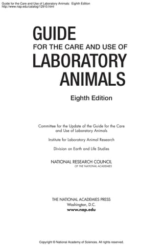Guide for the Care and Use of Laboratory Animals Eighth Edition