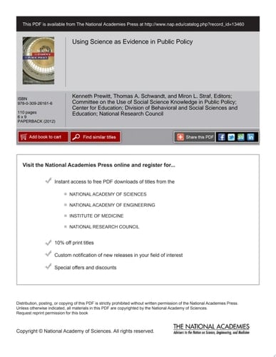 Using Science as Evidence in Public Policy