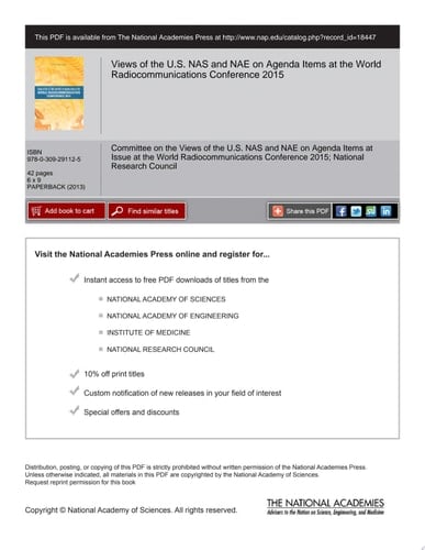 Views of the U.S. NAS and NAE on Agenda Items at the World Radiocommunication Conference 2015