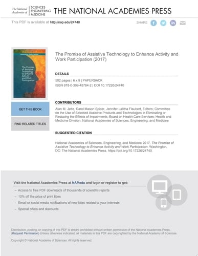 Promise of Assistive Technology to Enhance Activity and Work Participation