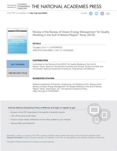 Review of the Bureau of Ocean Energy Management "Air Quality Modeling in the Gulf of Mexico Region" Study