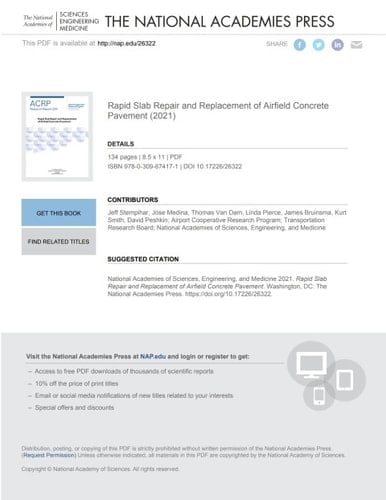 Rapid Slab Repair and Replacement of Airfield Concrete Pavement