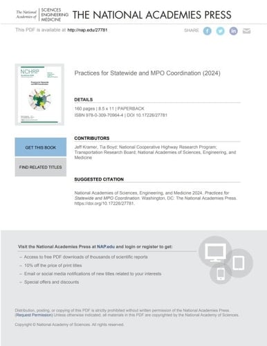 Practices for Statewide and MPO Coordination