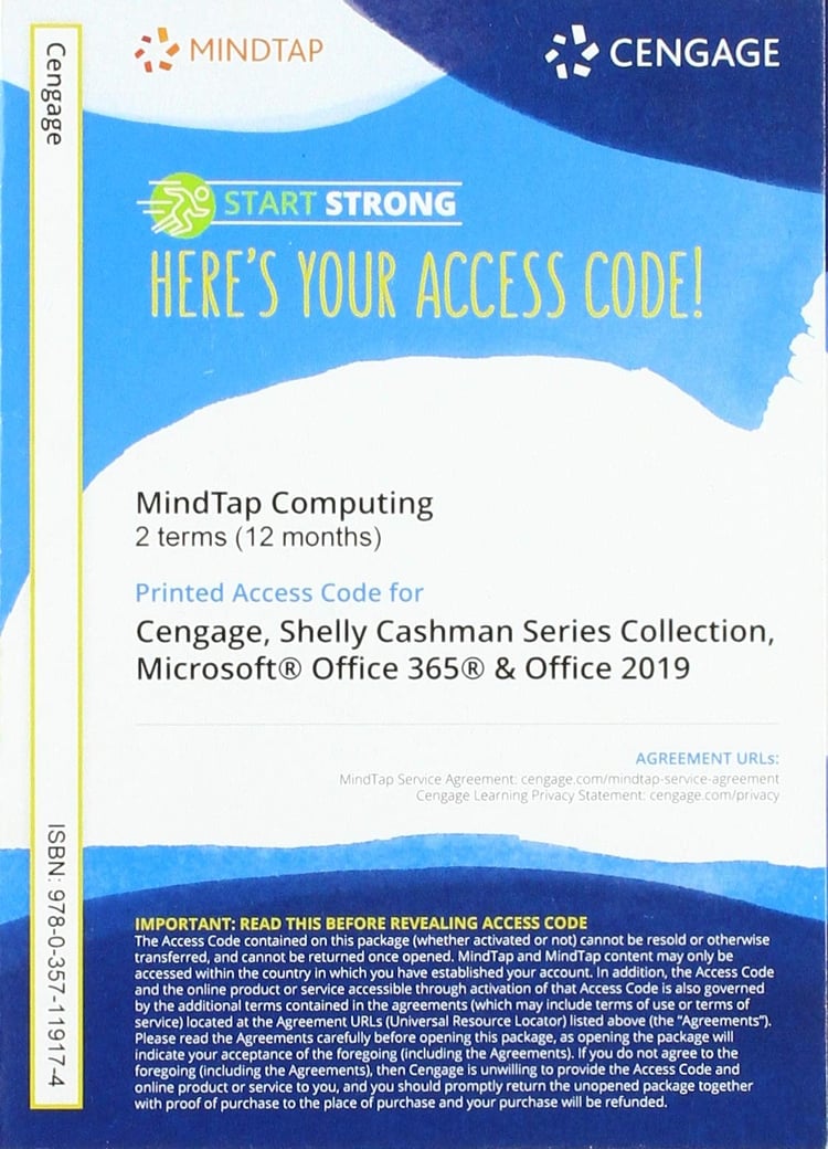 MindTap for Cable/Freund/Monk/Sebok/Starks/Vermaat's The Shelly Cashman Series Collection, Microsoft Office 365 & Office 2019, 2 terms Printed Access Card