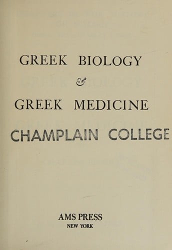 Greek Biology and Greek Medicine