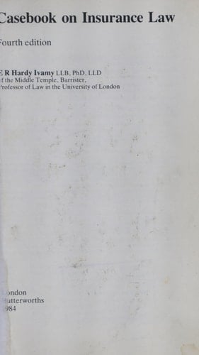 Casebook on Insurance Law