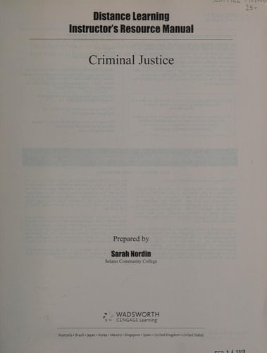 Inst Res Manl/Tb Distance Lrning-Criminal Justice in Action