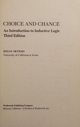 Choice and Chance: An Introduction to Inductive Logic
