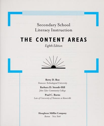 Secondary School Literacy Instruction: The Content Areas