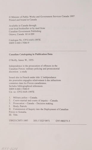 Independence in the Prosecution of Offences in the Canadian Forces: Military Policing and Prosecutorial Discretion