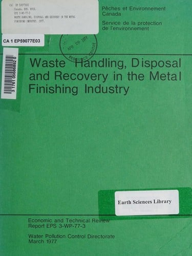 Technology Transfer Seminar on Waste Handling, Disposal and Recovery in the Metal Finishing Industry : Proceedings