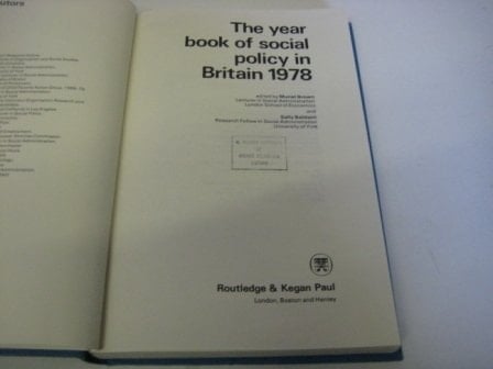 The Yearbook of Social Policy in Britain, 1978