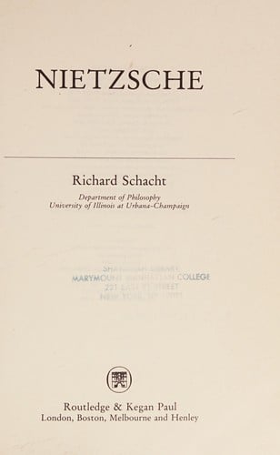 Nietzsche (Arguments of the Philosophers)