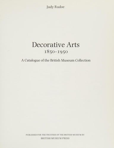 Decorative Arts, 1850-1950 (Scholarly)