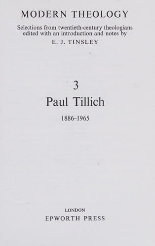 Paul Tillich 1886-1965, (Modern theology)