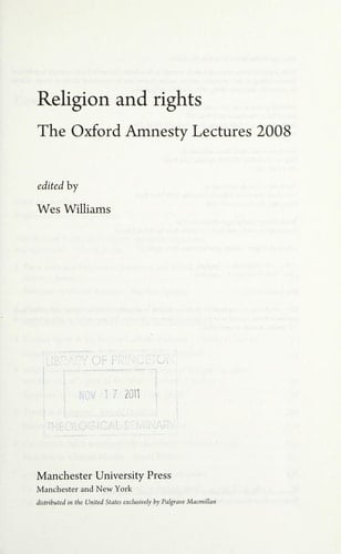 Religion and Rights The Oxford Amnesty Lectures 2008