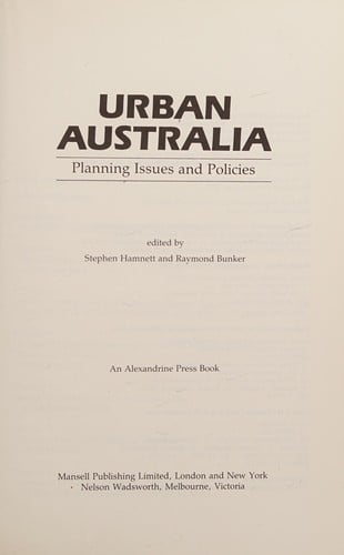Urban Australia: Planning Issues and Policies