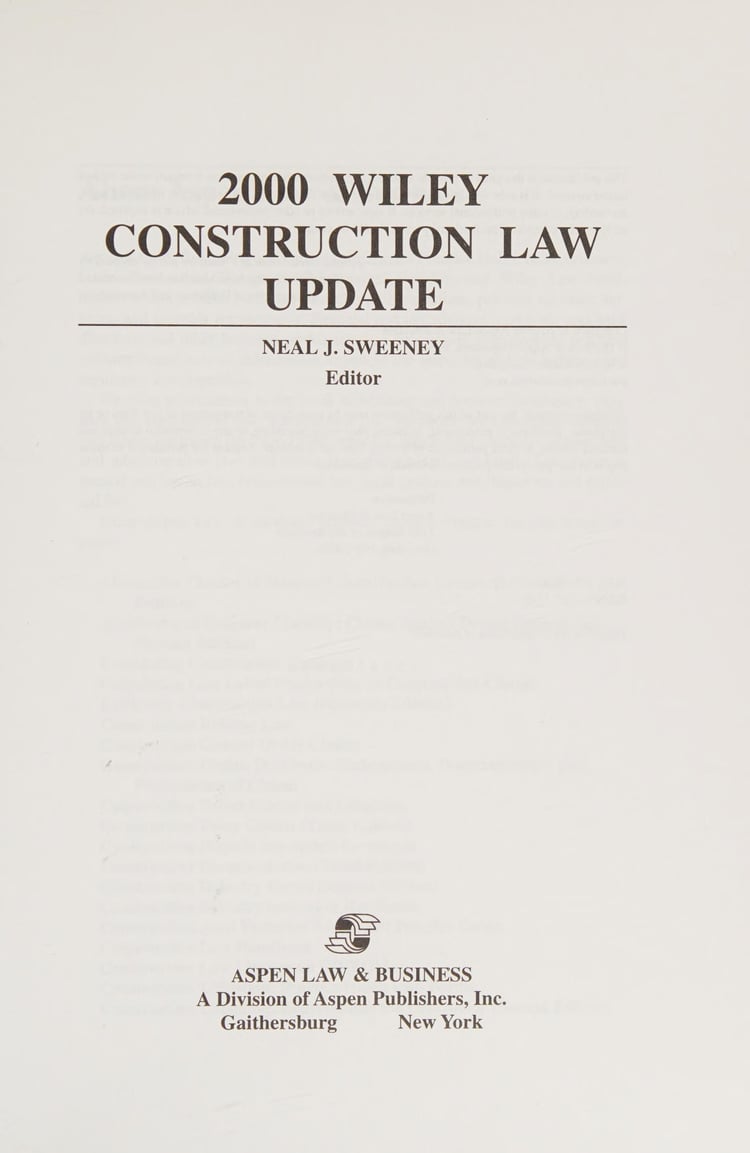 2000 Wiley Construction Law Update