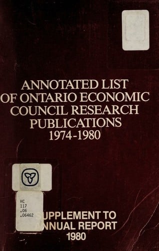 Annotated List of Ontario Economic Council Research Publications, 1974-1980