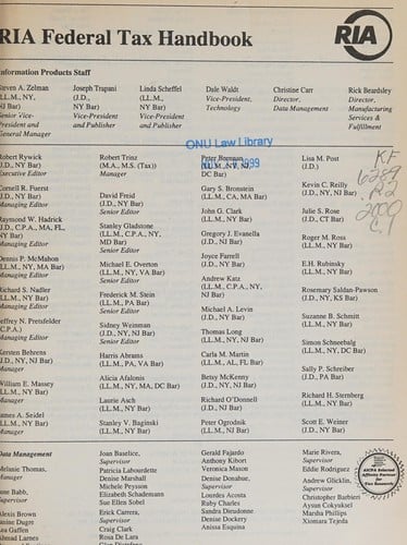 Ria Federal Tax Handbook, 2000