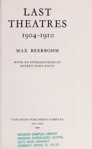 Last theatres, 1904-1910