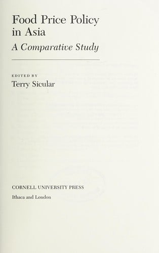 Food Price Policy in Asia: A Comparative Study