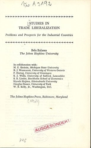 Studies in Trade Liberalization Problems and Prospects for the Industrial Countries