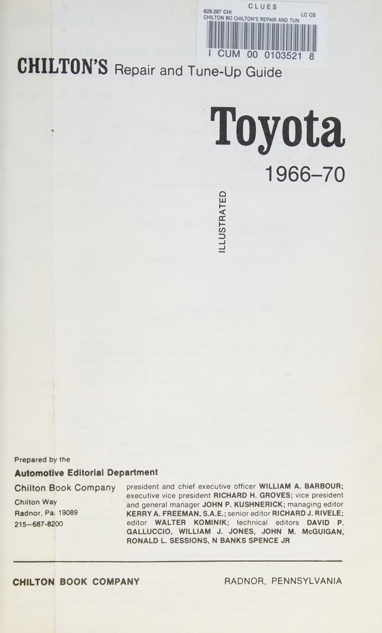 Chilton's Toyota 1966 - 1970