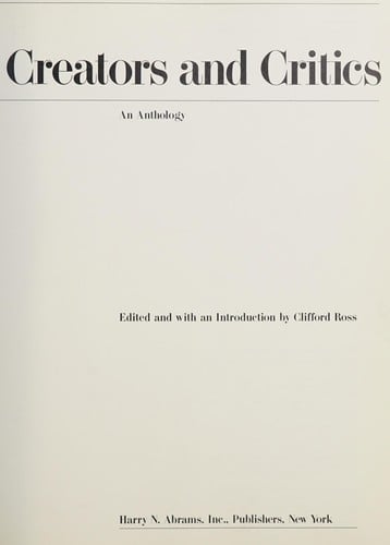 Abstract Expressionism: Creators and Critics: An Anthology
