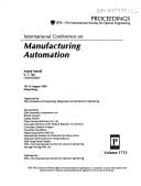International Conference on Manufacturing Automation: 10-12 August 1992 Hong Kong (Proceedings of Spie)