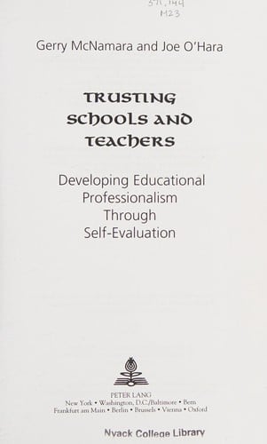 Trusting schools and teacher: developing educational professionalism through self-evaluating