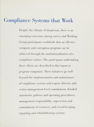 Company programs for resisting corrupt practices: A global study (Research report / The Conference Board)