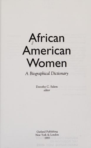 AFRICAN AMER WOMEN (DICT) (Biographical Dictionaries of Minority Women)
