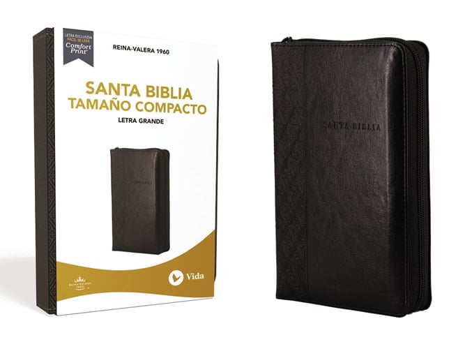 RVR60 Santa Biblia, Letra Grande, Tamaño Compacto, Leathersoft, Negro, Edición Letra Roja