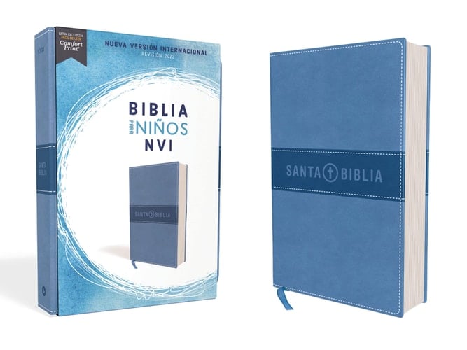 NVI, Biblia para niños Revisión 2022, Leathersoft, Azul Celeste