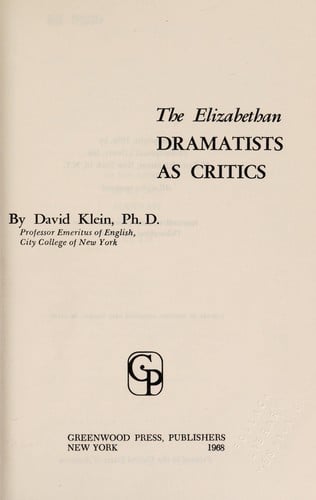 Elizabethan Dramatists: