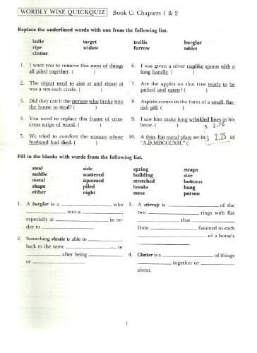 Wordly Wise C-Vocabulary Tests