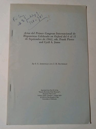 Actas Del Primer Congress Internacional de Hispanistas