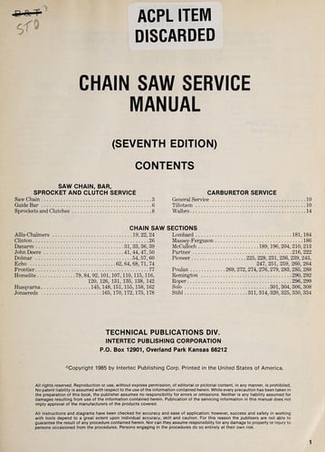 Chain Saw Service Manual