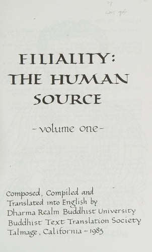 Filiality: The Human Source: Vol. One (Filiality, the Human Source)