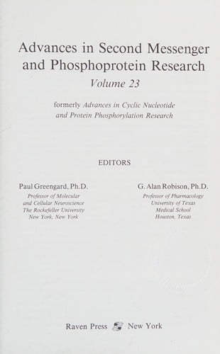 Advances in Second Messenger and Phosphoprotein Research