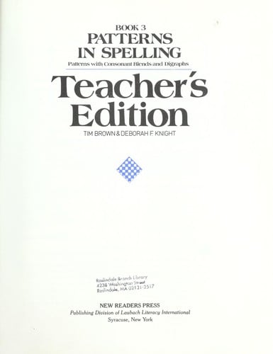 Patterns in Spelling Book 1 Teachers (Patterns in Spelling)