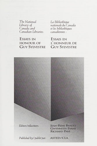 Bibliothèque Nationale Du Canada Et Les Bibliothèques Canadiennes