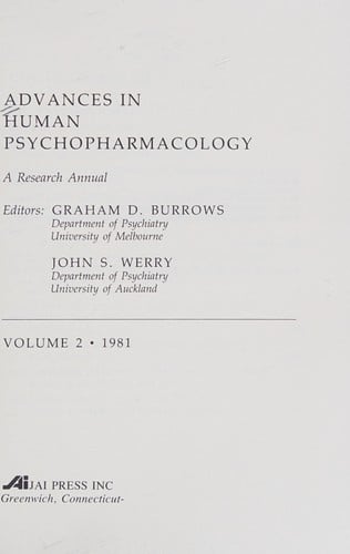 Adv Human Psychopharm V1 1980