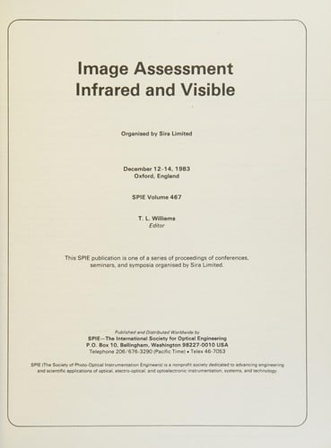 Image Assessment: Infrared and Visible (Proceedings of S P I E)