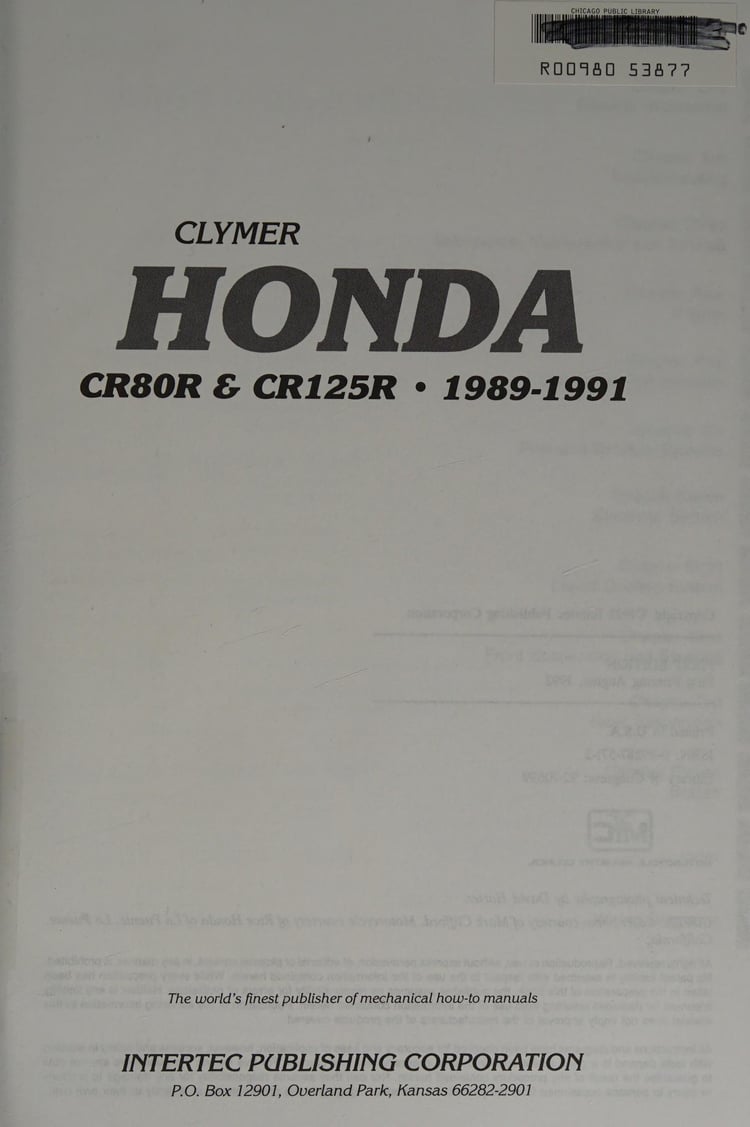 Clymer Honda CR80R & CR125R, 1989-1991